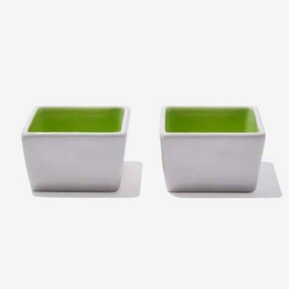 Rae Dunn Artisan Savor & Enjoy Square Bowl Set 3" x 3" x 3" Ceramic DW/Micro NEW - Picture 5 of 9